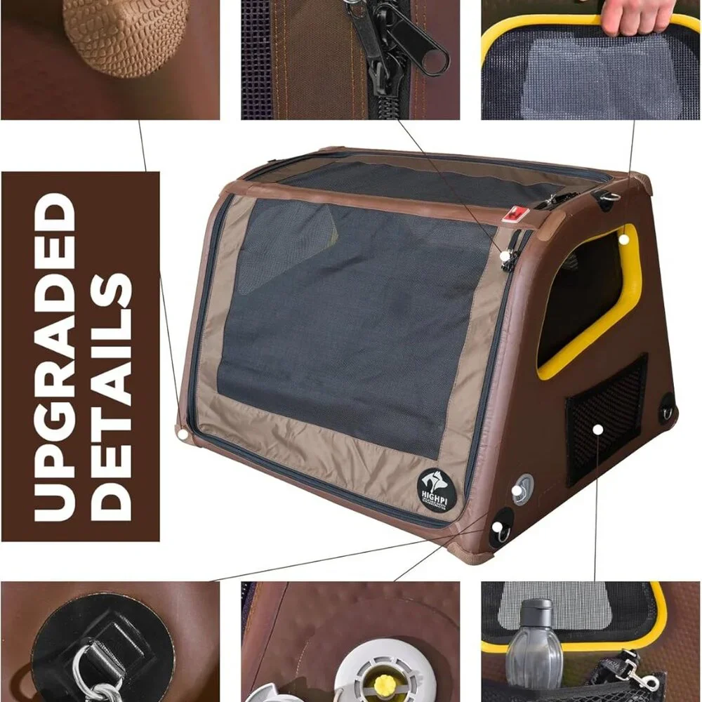 Portable Soft Dog Crate-HIGHPI Inflatable Travel Crate for Medium Dogs